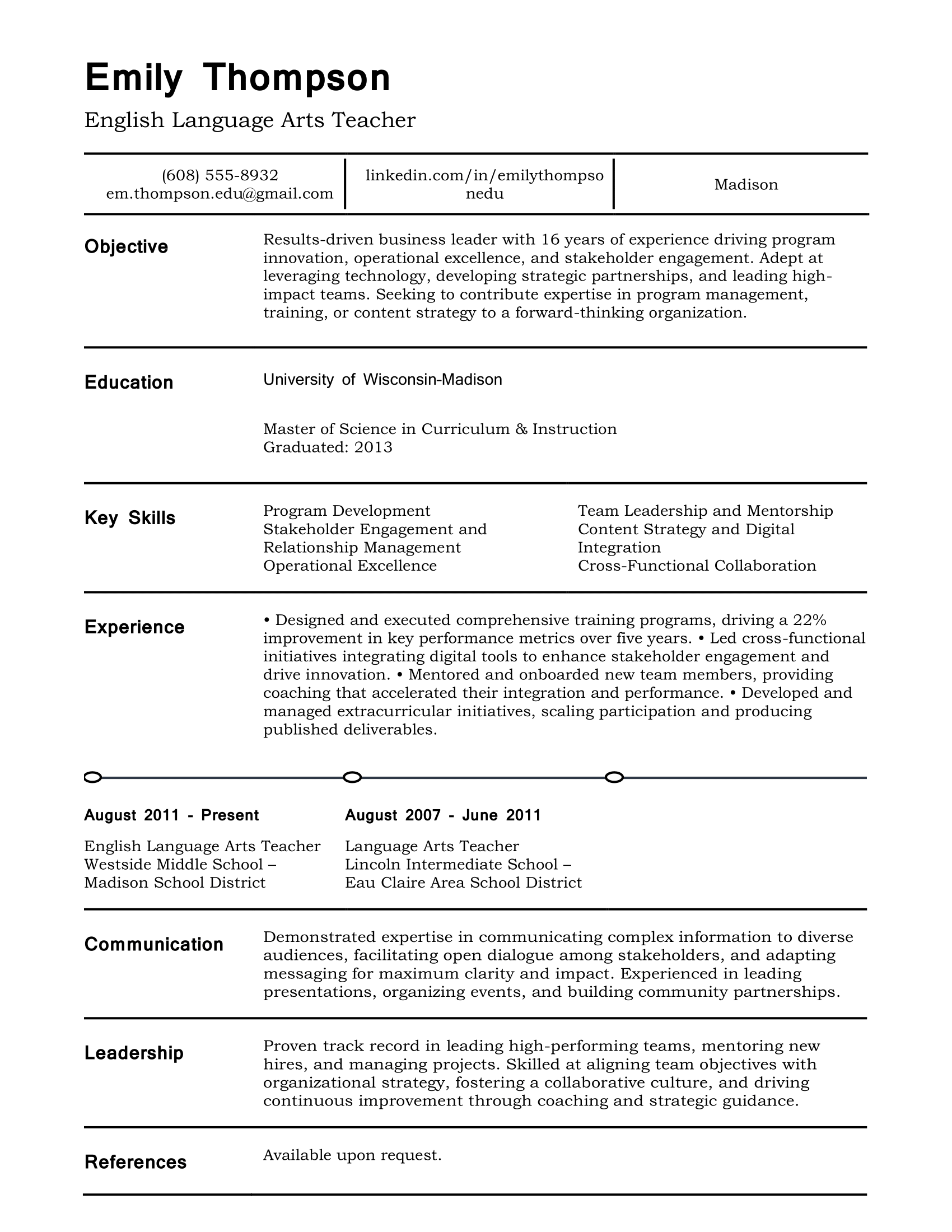 Sample polished resume showing before and after conversion